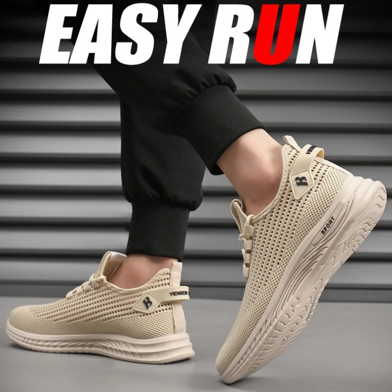 Shock Absorbing Gym Trainers - Men Mesh Knit Running Sneakers Lightweight