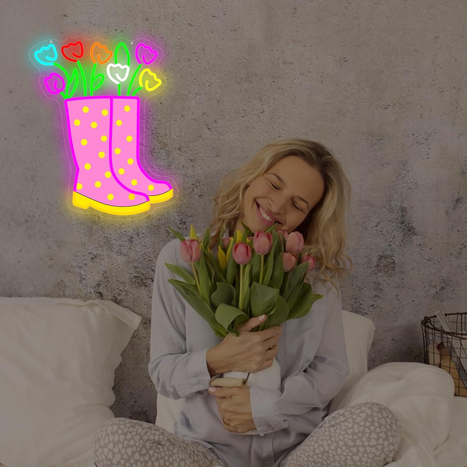 Spring Tulips Rain Boots Neon  - Boots 评论和价格