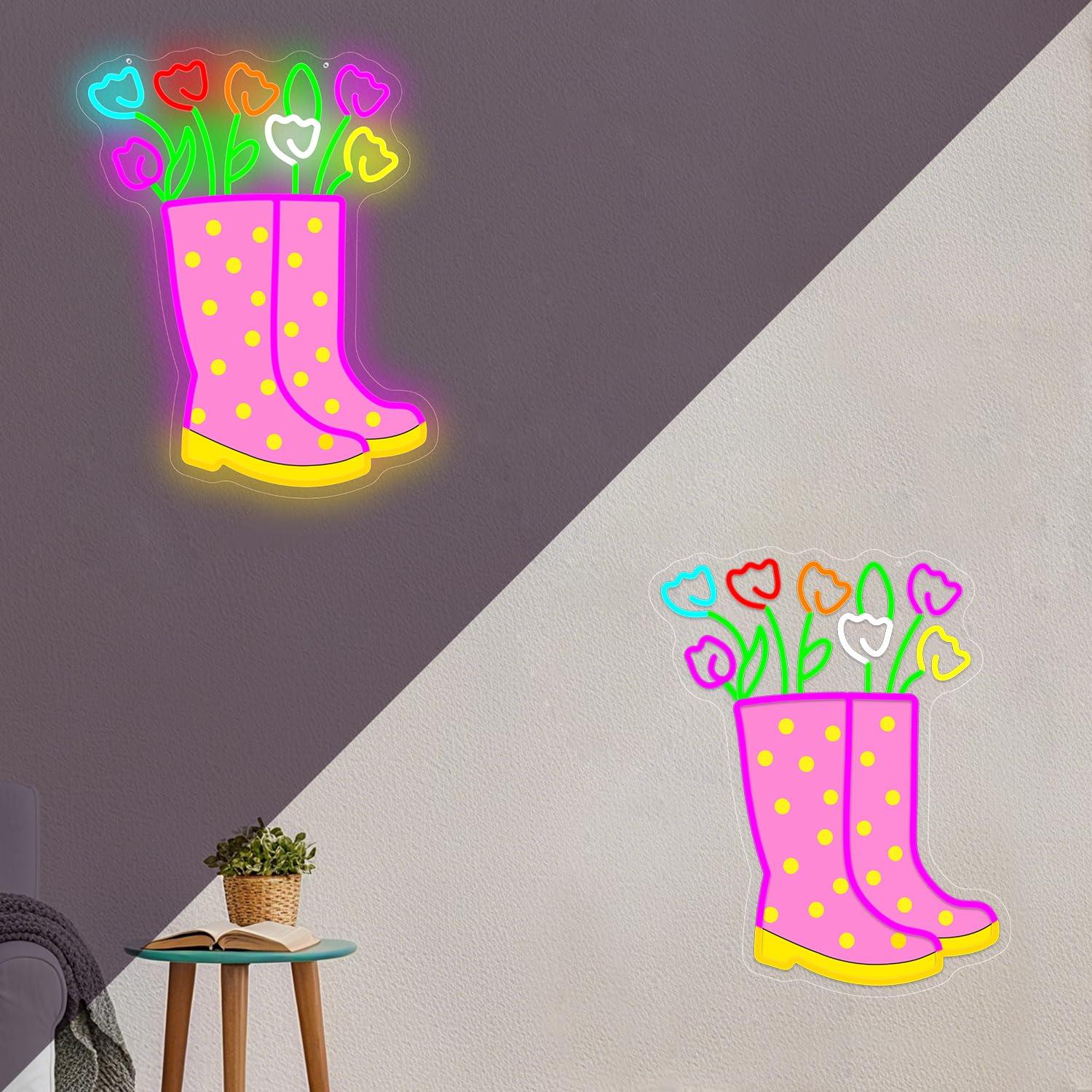 Spring Tulips Rain Boots Neon  - Boots 评论和价格