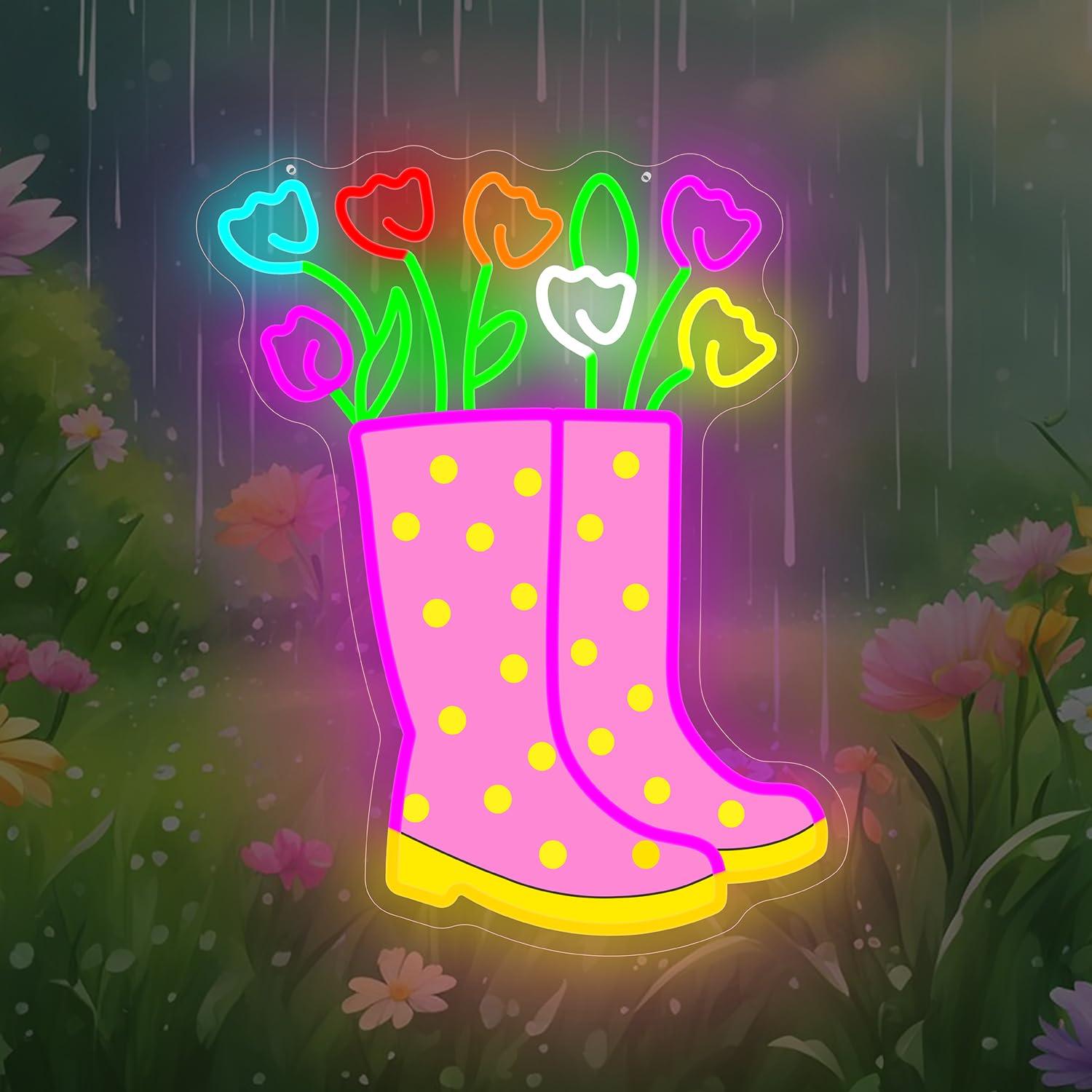 Spring Tulips Rain Boots Neon  - Boots 评论和价格